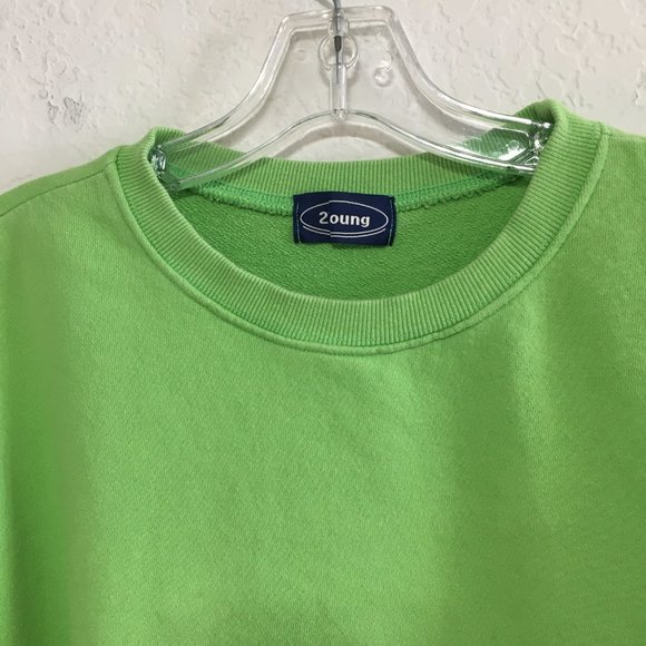 Y2K Loose Fit Korean Fashion Terry Cotton Sweatshirt Green Free Size - Picture 2 of 13